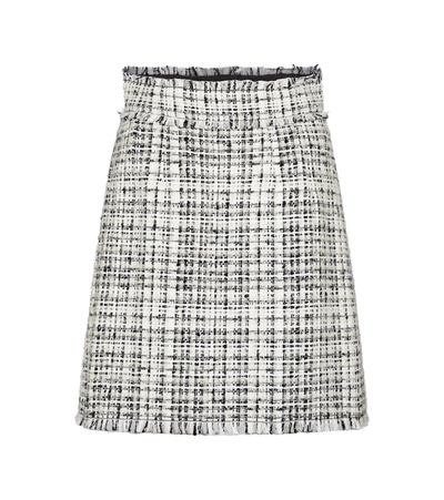 Shop Dolce & Gabbana Tweed Miniskirt In White