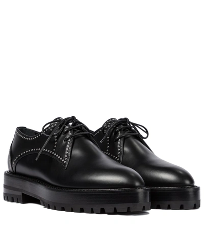 Shop Alaïa Studded Leather Derby Shoes In Black