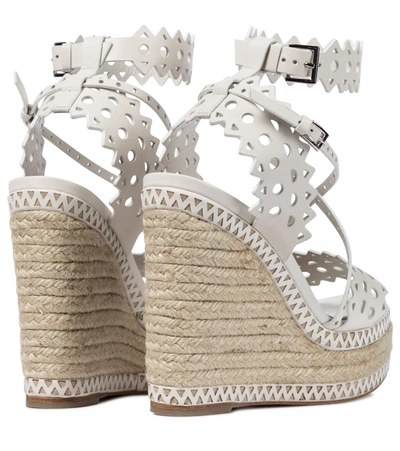 Shop Alaïa Leather Platform Espadrille Sandals In White