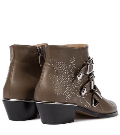 Shop Chloé Susanna Studded Leather Ankle Boots In Brown