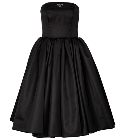 Shop Prada Re-nylon Gabardine Midi Dress In Black