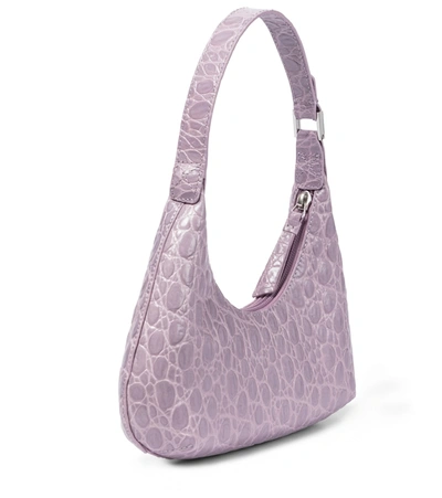 Shop By Far Baby Amber Leather Shoulder Bag In Purple