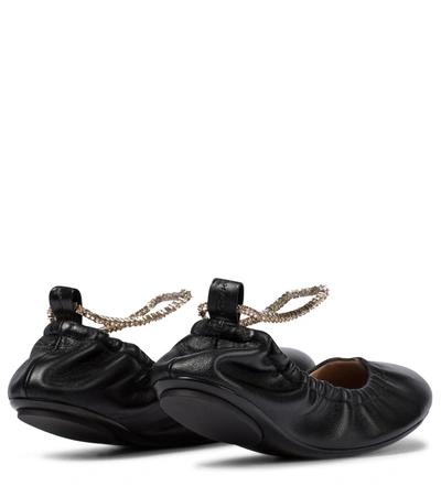 Shop Gianvito Rossi Embellished Leather Ballet Flats In Black