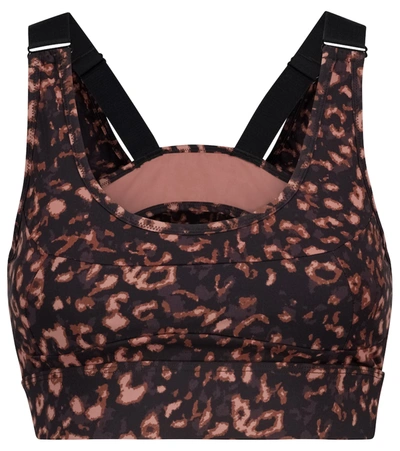 Shop Varley Edris Leopard-print Sports Bra In Red