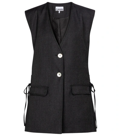Shop Ganni Wool-blend Vest In Grey