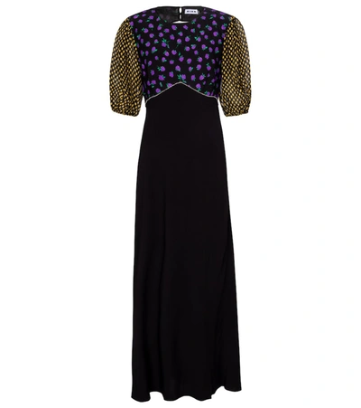 Shop Rixo London Delilah Printed Crêpe Maxi Dress In Black