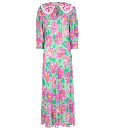 Shop Rixo London Lauren Floral Satin Maxi Dress In Pink