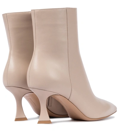 Shop Gianvito Rossi Leather Ankle Boots In Beige