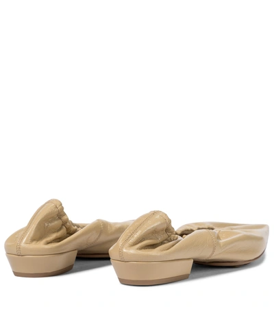 Shop Bottega Veneta Almond Leather Ballet Flats In Beige