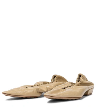 Shop Bottega Veneta Almond Leather Ballet Flats In Beige