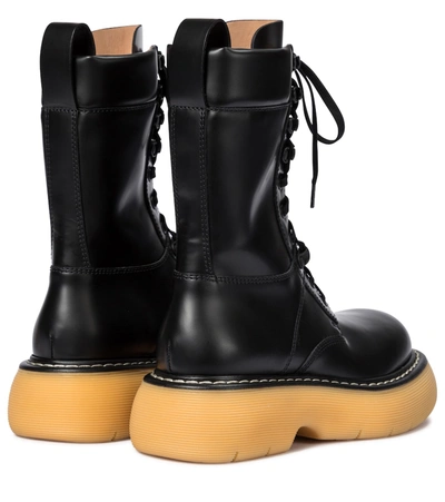 Shop Bottega Veneta Bounce Leather Combat Boots In Black