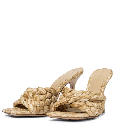 Shop Bottega Veneta Stretch Raffia Sandals In Beige