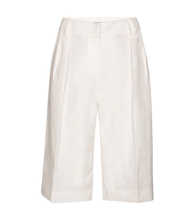 Shop Brunello Cucinelli Linen Bermuda Shorts In White