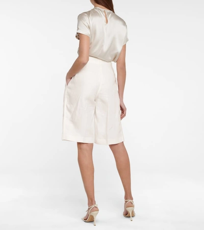 Shop Brunello Cucinelli Linen Bermuda Shorts In White