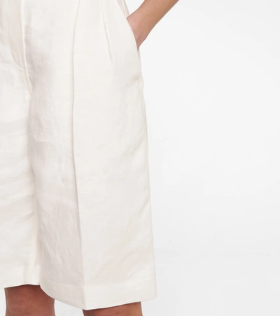 Shop Brunello Cucinelli Linen Bermuda Shorts In White