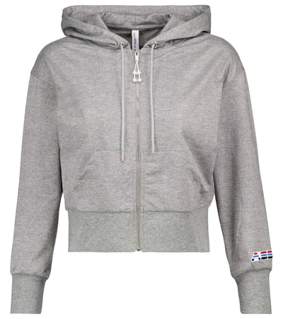 Shop Adam Selman Sport Cropped Jersey Hoodie In Grey