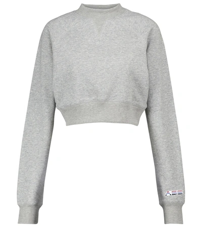 Shop Adam Selman Sport Cropped Cotton-blend Sweatshirt In Grey