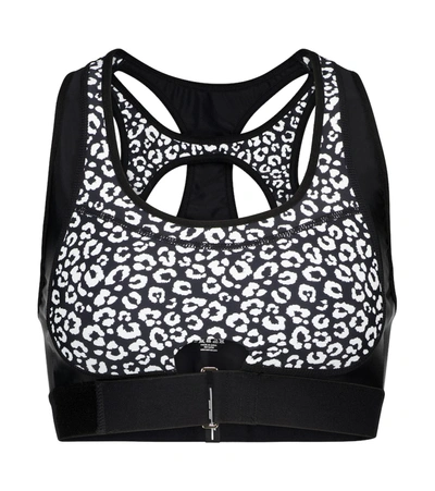 Shop Adam Selman Sport Contour Leopard-print Sports Bra In Black