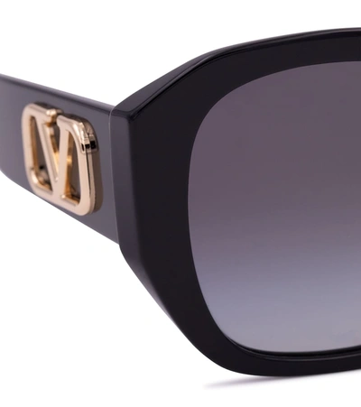 Shop Valentino Vlogo Acetate Sunglasses In Black