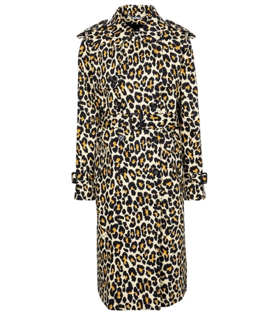 Shop Marc Jacobs The Trench Leopard-print Denim Coat In Yellow