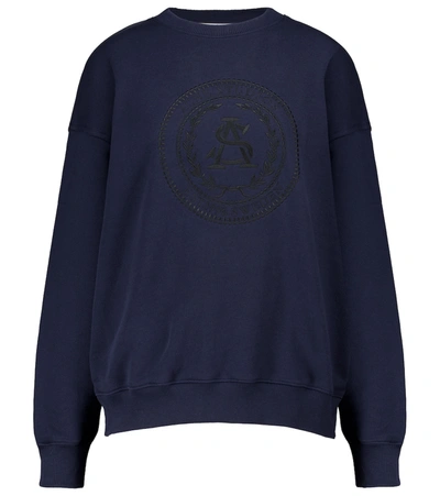 Shop Acne Studios Embroidered Cotton Sweatshirt In Blue