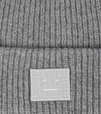 Shop Acne Studios Kansy Ribbed-knit Wool Beanie In Grey