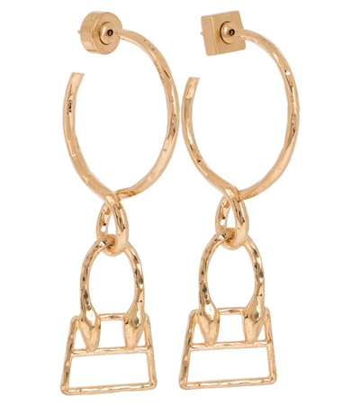 Shop Jacquemus Hoop Earrings In Raw Gold