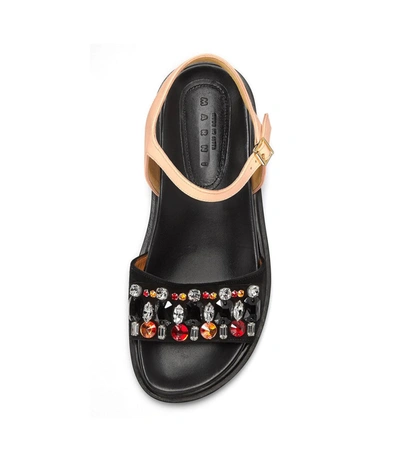 Shop Marni Fussbett Jeweled Sandal In Black/pale Peach In Multi
