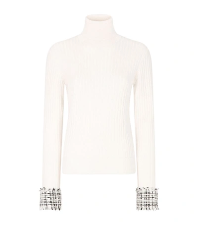 Shop Dolce & Gabbana Tweed-cuff Rollneck Sweater