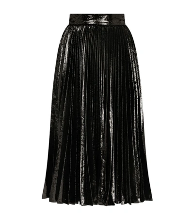 Shop Dolce & Gabbana Metallic Pleated Midi Skirt
