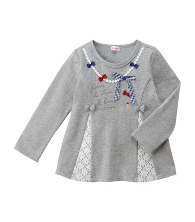 Shop Miki House Cotton Bow-detail Sweater (2-6 Years)