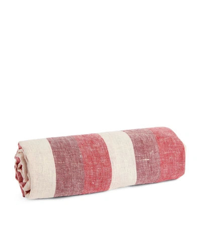 Shop Frescobol Carioca Linen Stripe Beach Towel (175cm X 140cm)