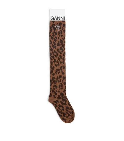 Shop Ganni Leopard Print Socks