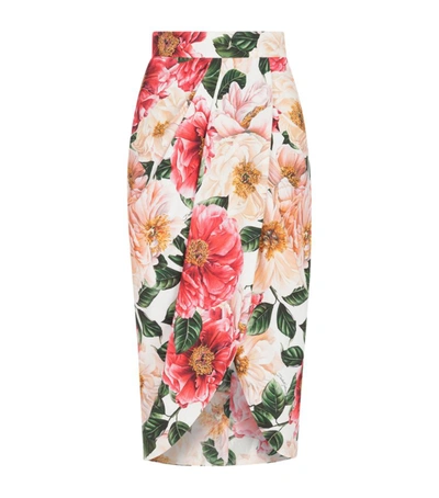 Shop Dolce & Gabbana Camellia Print Tulip Skirt