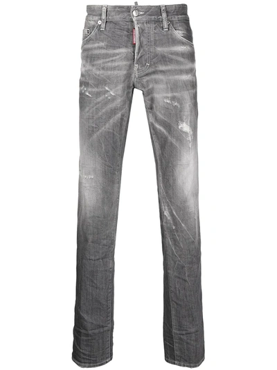 Dsquared2 Distressed-finish Denim Jeans In Grey | ModeSens