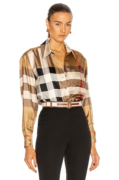 Shop Burberry Carlota Button Down Top In Archive Beige