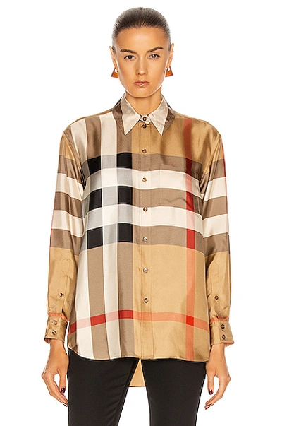 Shop Burberry Carlota Button Down Top In Archive Beige