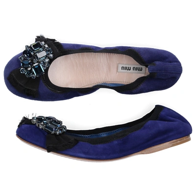 Shop Miu Miu Foldable Ballet Flats In Blue