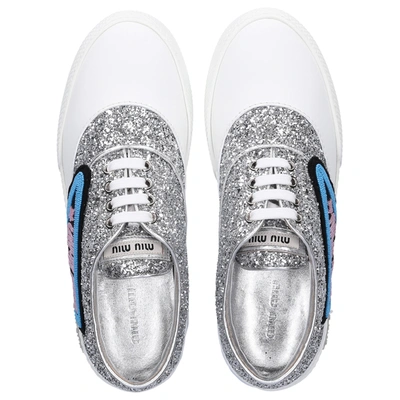 Shop Miu Miu Low-top Sneakers In Silver