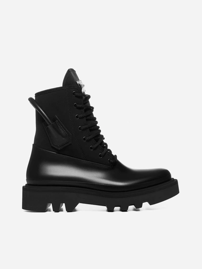 Shop Givenchy Leather And Nylon Combat Boots In Black