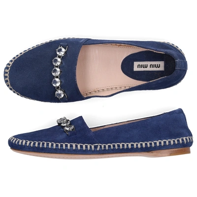 Shop Miu Miu Loafers In Blau