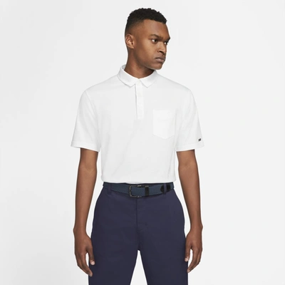 Shop Nike Dri-fit Player Men's Golf Polo In White,brushed Silver