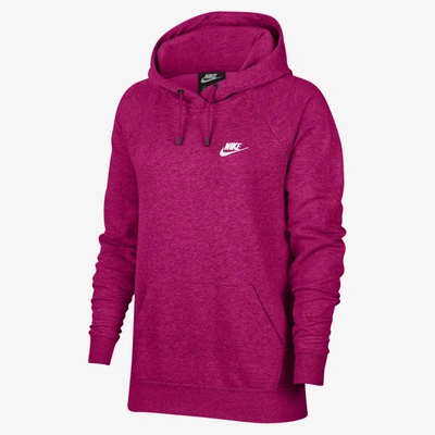 Shop Nike Sportswear Essential Women's Fleece Pullover Hoodie In Fireberry,heather,white