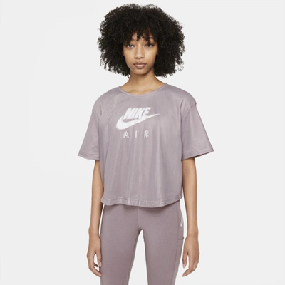 Shop Nike Air Women's Mesh Short-sleeve Top In Purple Smoke,purple Smoke,white