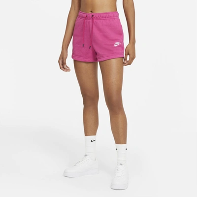 Shop Nike Sportswear Essential Women's French Terry Shorts In Fireberry,heather,white