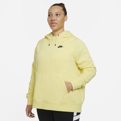 Shop Nike Sportswear Essential Women's Fleece Pullover Hoodie In Light Zitron,black