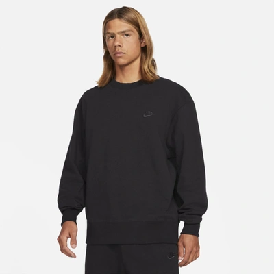 Shop Nike Men's  Sportswear Classic Fleece Crew In Black