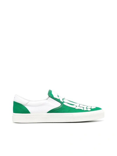 Shop Amiri Skeleton-print Slip-on Sneakers In Green
