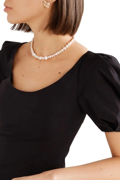 Shop Anita Berisha Magnolia Gold-tone Pearl Necklace In White