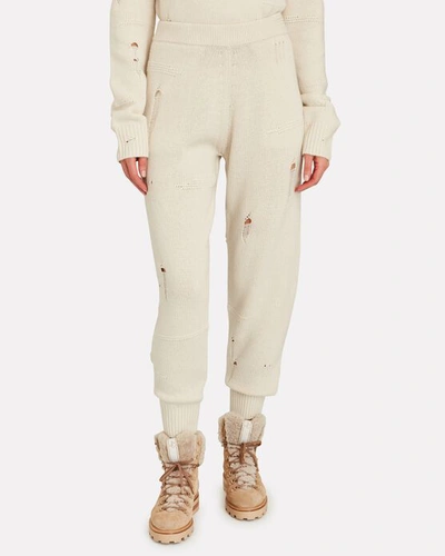 Shop Helmut Lang Distressed Knit Joggers In Ivory